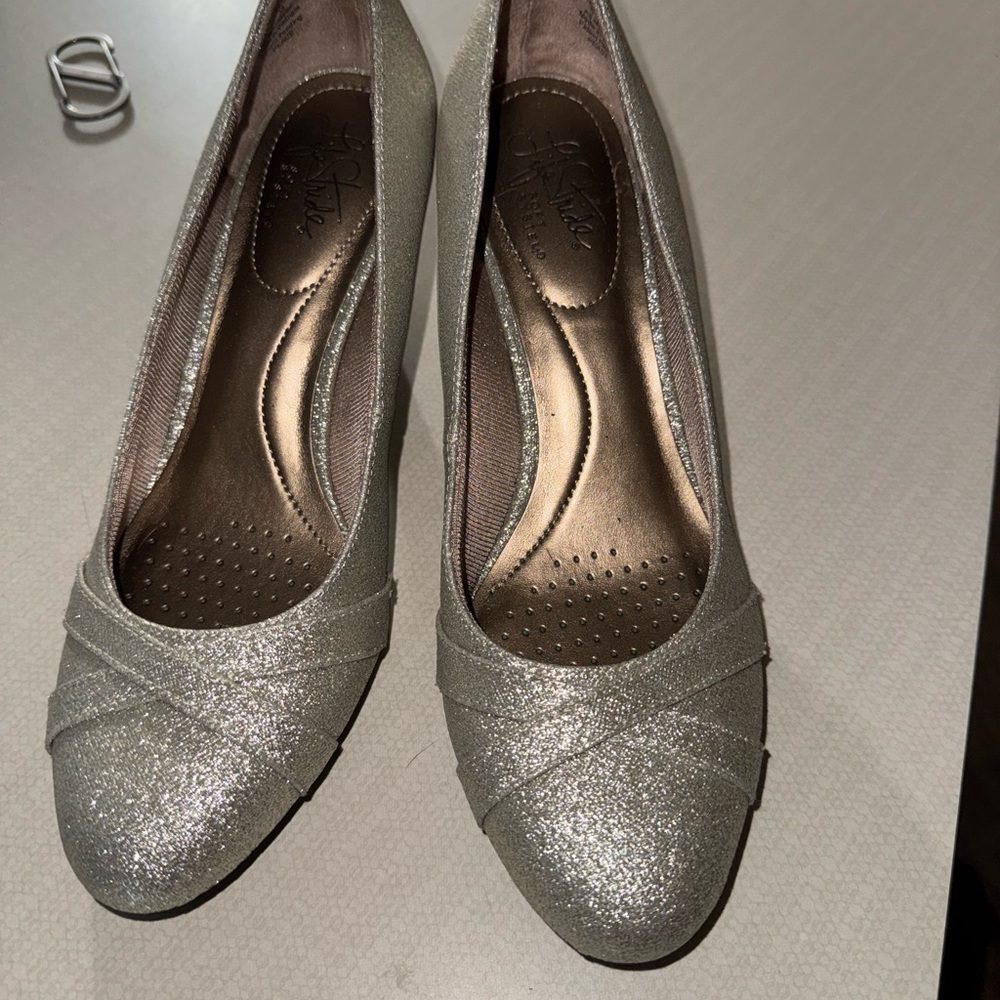 Elegant Silver Glitter Heels
